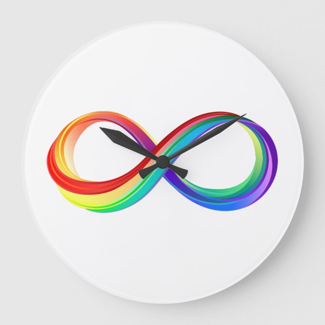 Layered Rainbow Infinity Symbol Large Clock (Front)