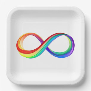 Layered Rainbow Infinity Symbol Paper Plate