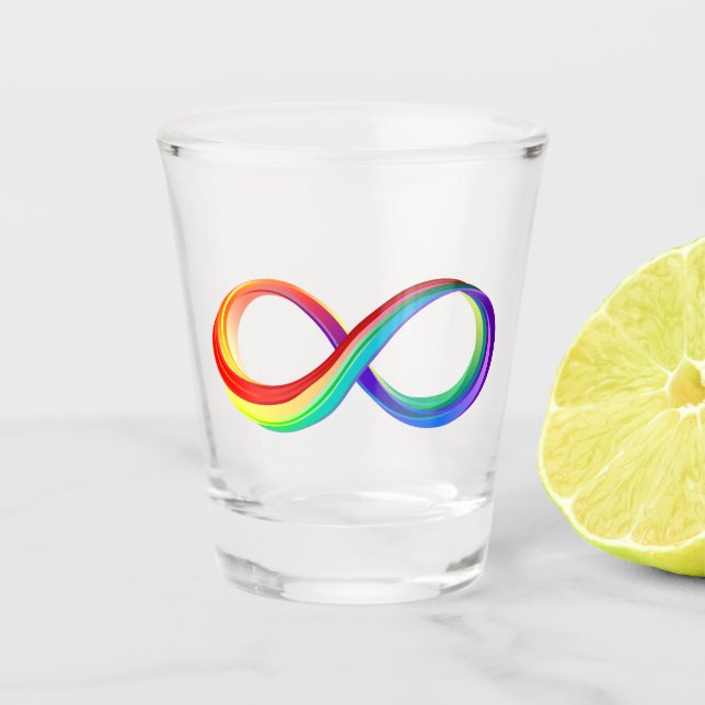 Layered Rainbow Infinity Symbol Shot Glass (Front)