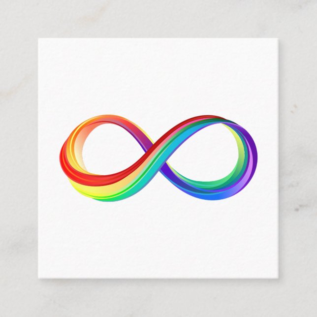 Layered Rainbow Infinity Symbol Square Business Card (Front)