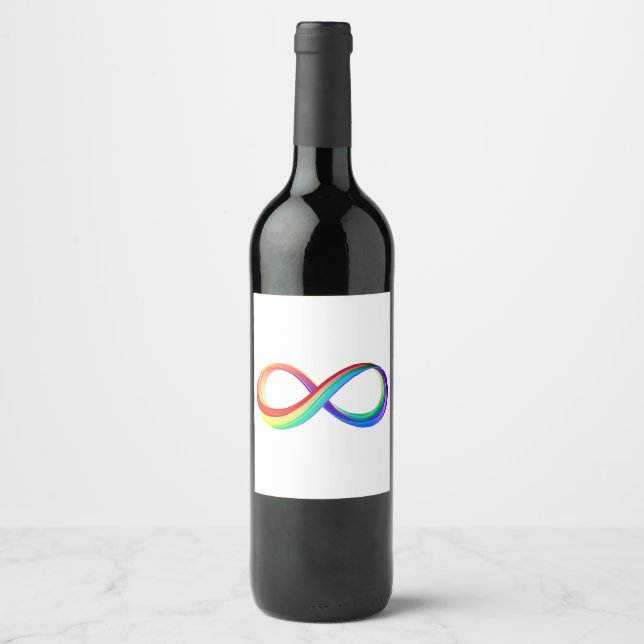 Layered Rainbow Infinity Symbol Wine Label (Front)