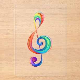Layered rainbow treble clef acrylic invitations