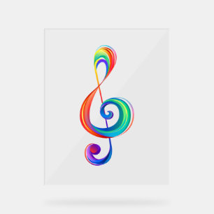 Layered rainbow treble clef acrylic sign