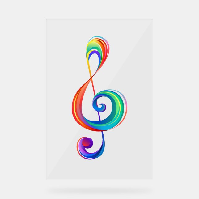 Layered rainbow treble clef acrylic sign (Front)