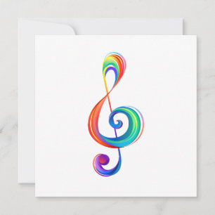 Layered rainbow treble clef announcement