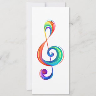 Layered rainbow treble clef announcement