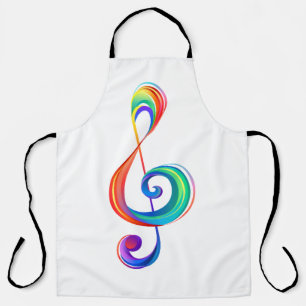 Layered rainbow treble clef apron