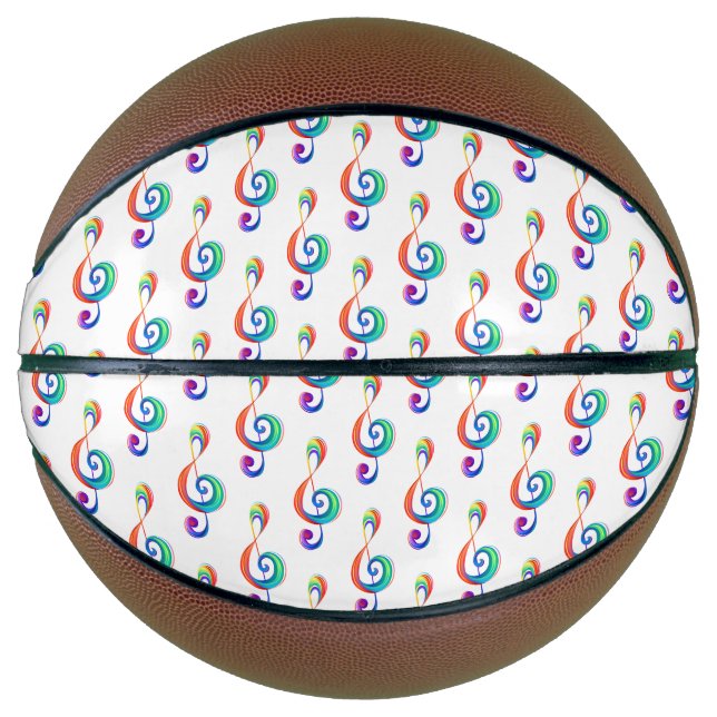 Layered rainbow treble clef basketball (Front)