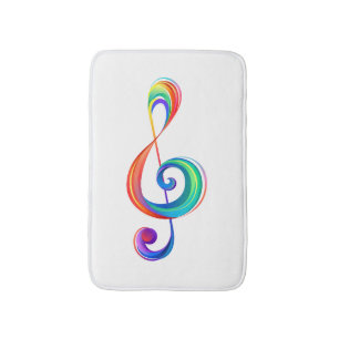 Layered rainbow treble clef bath mat