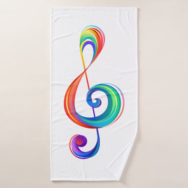 Layered rainbow treble clef bath towel (Bath Towel)