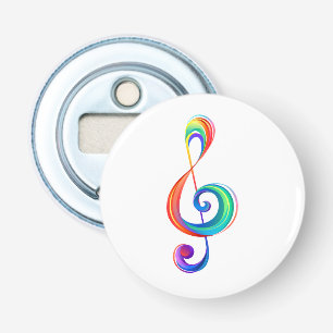 Layered rainbow treble clef bottle opener