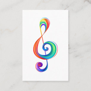 Layered rainbow treble clef business card