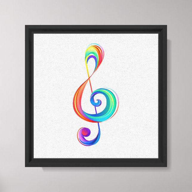 Layered rainbow treble clef canvas print (Front)