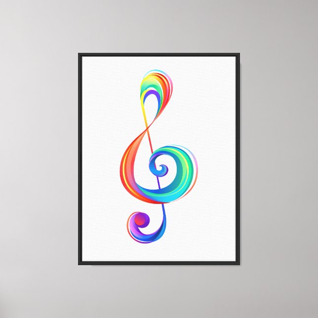 Layered rainbow treble clef canvas print (Front)