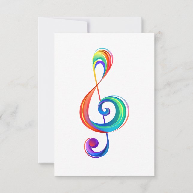 Layered rainbow treble clef card (Front)