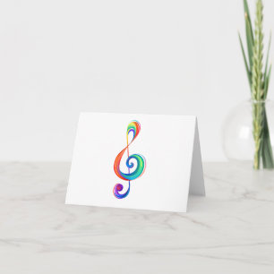 Layered rainbow treble clef card
