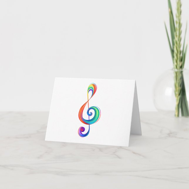 Layered rainbow treble clef card (Front)