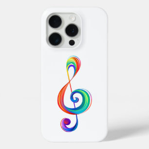 Layered rainbow treble clef iPhone 15 pro case