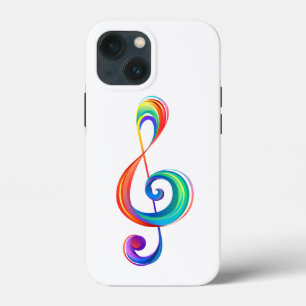 Layered rainbow treble clef iPhone 13 mini case
