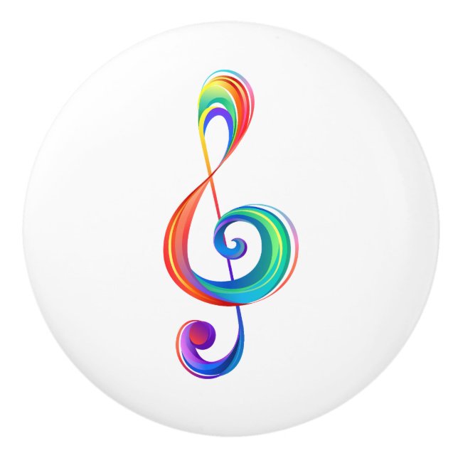 Layered rainbow treble clef ceramic knob (Front)