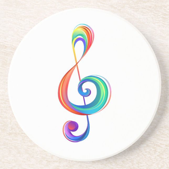 Layered rainbow treble clef coaster (Front)
