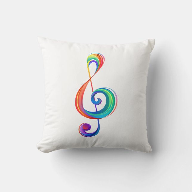 Layered rainbow treble clef cushion (Front)