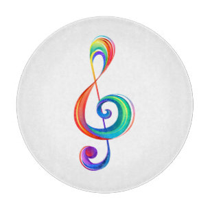 Layered rainbow treble clef cutting board
