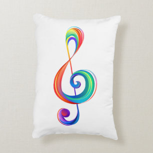 Layered rainbow treble clef decorative cushion