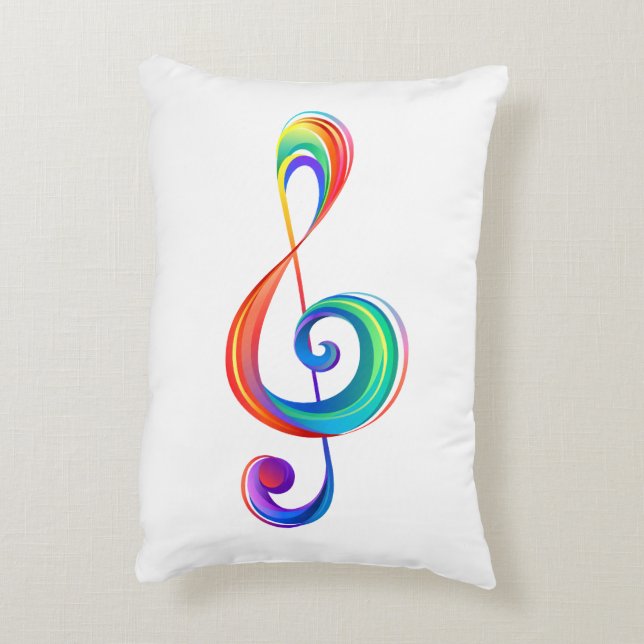 Layered rainbow treble clef decorative cushion (Back(Vertical))