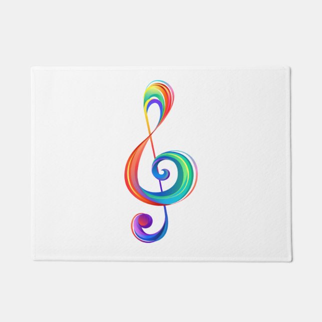 Layered rainbow treble clef doormat (Front)