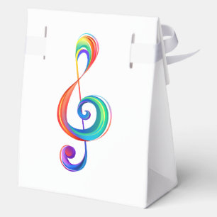 Layered rainbow treble clef favour box