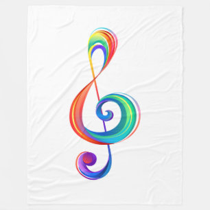 Layered rainbow treble clef fleece blanket