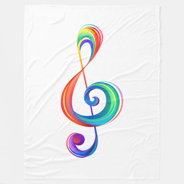 Layered rainbow treble clef fleece blanket (Front)