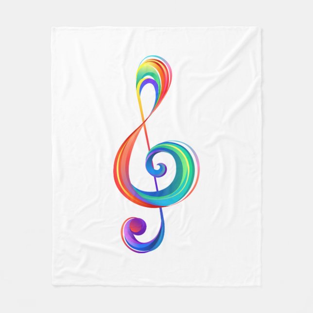 Layered rainbow treble clef fleece blanket (Front)