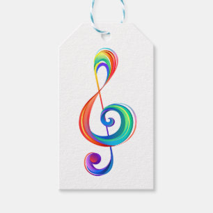 Layered rainbow treble clef gift tags