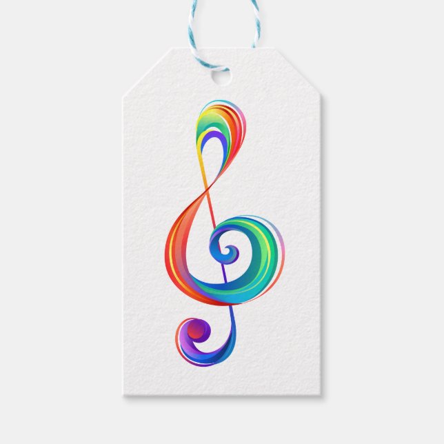 Layered rainbow treble clef gift tags (Front)