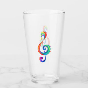 Layered rainbow treble clef glass
