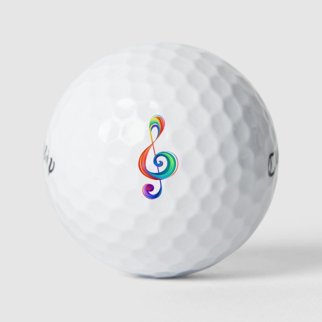 Layered rainbow treble clef golf balls (Front)