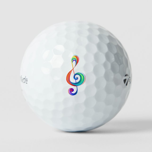 Layered rainbow treble clef golf balls (Front)