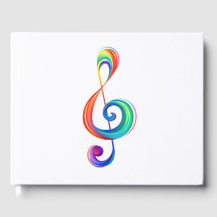 Layered rainbow treble clef guest book