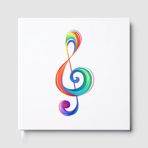 Layered rainbow treble clef guest book