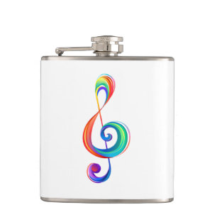 Layered rainbow treble clef hip flask