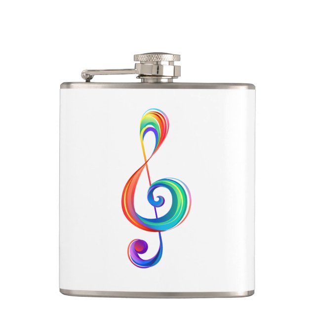 Layered rainbow treble clef hip flask (Front)