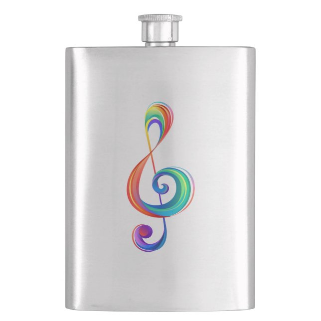 Layered rainbow treble clef hip flask (Front)