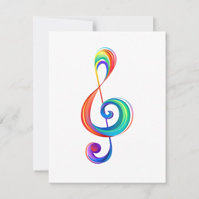 Layered rainbow treble clef holiday card (Front)