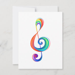 Layered rainbow treble clef holiday card
