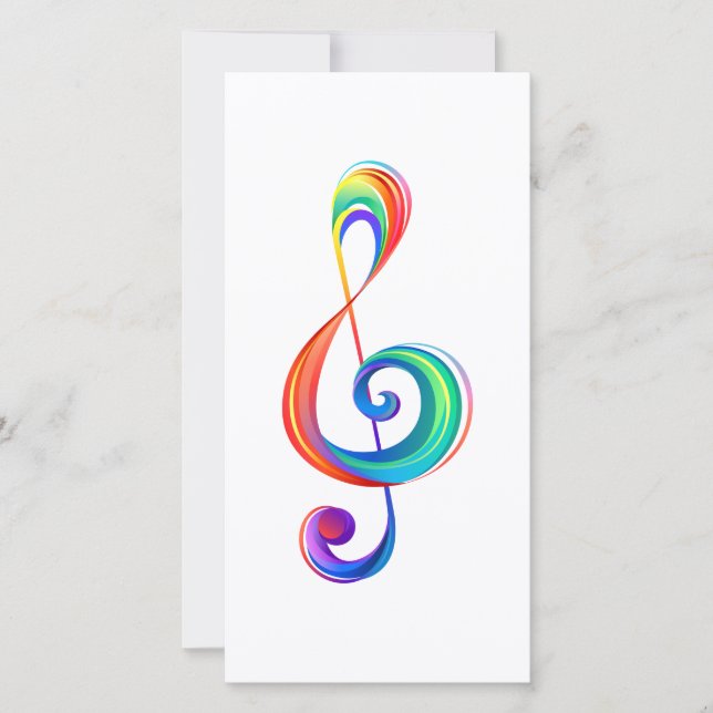 Layered rainbow treble clef holiday card (Front)
