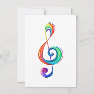 Layered rainbow treble clef invitation