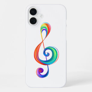 Layered rainbow treble clef iPhone 16 plus case