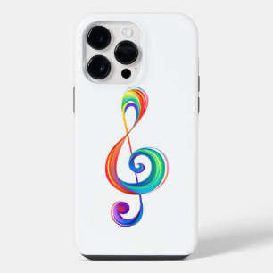 Layered rainbow treble clef iPhone 14 pro max case